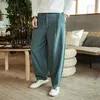 Erkek pantolon moda yaz gündelik pantolon erkek pamuk keten gevşek pantolon moda büyük boy bloomers erkek ev tai chi geniş bacak pantolon 5xl z0225