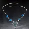 Pendentif Colliers Hermosa Bijoux Design Attrayant Brillant BlueTopaz Couleur Argent Femmes Dames Cadeaux Collier Chaîne 44 cm 20233476