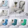 Chair Covers 1pc Marble Pattern Cover Home Kitchen Living Room Replacement Elastic Style Removable Easy Boho Washable I8q5