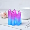 Decorative Figurines Objects & Natural Crystal Double Color Aura Clear Quartz Point Wand Meditation Healing Stone Home Decoration Pyramid Gi