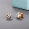 Pendientes de tuerca de diamante de circonita cúbica clásica, pendientes de plata de oro rosa para mujer, joyería de moda para boda, regalo y arena