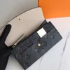 Fashion designer wallets luxury envelope purse mens womens clutch Highs quality embossed flower letter zipper coin purses card holder original box dust bag #369b