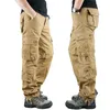 Mäns byxor Spring Mens Cargo Pants Khaki Militära män Byxor Casual Cotton Tactical Pants Men Big Size Army Pantalon Militaire Homme 230225