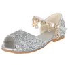 Sandali 2022 Estate Sandali con strass per ragazze Scarpe Bambini Moda Paillettes bocca di pesce Bambini Piatti Chaussure Fille Sandles Sandali Z0225