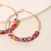 Hoop kolczyki mody kolorowe koraliki dla kobiet Boho Big Circle Crystal Bead Dangle Party Biżuter