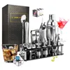 Strumenti da bar Set per la preparazione di cocktail Shaker Kit per utensili in acciaio inossidabile con espositore Cucchiaio per mescolare cubetti di ghiaccio Regalo per libri di ricette 230225