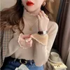 Kvinnors T -skjortor 2023 Korean Autumn Winter Jersey Mujer Sweater Turtleneck Solid Color Long Sleeve Jumpers Sticked Pullover Slim Pull Femme