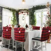 Chair Covers 1PCS Christmas Plaid With White Ball Reusable Back Seat Slipcover For Xmas Home Decor U8D4