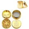 Commercio all'ingrosso 50 MILLIMETRI 4 strati Zicn lega ORO Herb Grinder metallo tabacco Crusher Grinders per il fumo