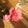 Fleurs décoratives en soie artificielle brûlée comme branche de pivoine rose avec des feuilles vertes pour la décoration de salon Flores Artificiales