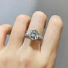 Cluster Rings Inbeaut Classic 6 Claw Отличный Ct 3 Ct D Moissanite Waded Ring 18k Белое золото прошло бриллиантовое испытание для женщин