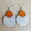 Boucles d'oreilles pendantes BOHO CERCLE MODERNE BOIS Neutre Couleur Noir Et Blanc Rayures Pour Femmes Bohême Bijoux En Bois Découpé Au Laser