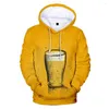 Heren Hoodies Beer 3D Print Casual Party Wear Sweatshirts Harajuku lange mouw hiphop drink kleding 2023 Hooded voor mannen