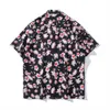 Мужские повседневные рубашки темная пуговица по винтажным улицам мужские рубашки летние праздничные пляжные рубашка на Гавайях мужской верхний черный Z0224