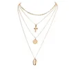 Chains Shell Necklaces Multiple Pendants Letter Necklace Golden Chain Femme Fashion Jewelry Religious Dangle Accessorie