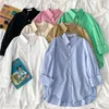 Women's Blouses Shirts Women Blouses Office Lady Tops Pink White Blue Button Up Long Sleeve Shirt Female Spring Korean Fashion Shirts Mujer 230225