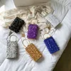Вечерние сумки моды Crystal Blue Clutch Женщины дизайнерские кошельки для вечеринки цепь плеча, дамы, являясь золотой сумочкой B366 230225