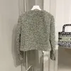 Damenanzüge Ankunft Kurzer Tweed-Anzugmantel Frauen O-Ausschnitt Einreiher Quaste Schlanke Oberbekleidung weiblich