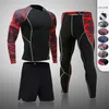 Men's Tracksuits Set Man Clothing Running Long Sleeve Shirt Bodybuilding TShirt Compression Leggings Base Layer Second Skin Thermal Underwear Z0224