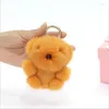 Porte-clés véritable ours porte-clés mignon animal pompon accessoire accessoire moelleux fourrure élégant cadeau 8 couleurs prix de gros