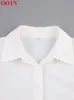 Blusas femininas camisas ootn elegantes blusas fêmeas ombreiras de algodão Botões do escritório da camisa de capela mulher branca All-Match Spring Wild Wild Funky 230225