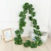 Decoratieve bloemen 200cm kunstmatige planten rattan klimplant groen blad klimop wijnstok voor huis bruiloft decoratie diy hangende slinger nepbladeren