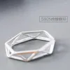 Anéis de casamento modernos hexagon simples para mulheres amantes no engajamento aberto jóias geométricas punk