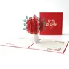 Cartes de vœux Pop Up Rose 3D, invitation de mariage, carte de vœux de Thanksgiving, carte de félicitations pour la Saint-Valentin, Tarjetas De Felicitacion De Rosas Emergentes 3D