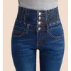 Frauen Jeans Jeans Druck Mode Frauen Elastische Hohe Taille Dünne Stretch Jean Weibliche Frühling Jeans Füße Pantalones mujer Plus Größe 230225