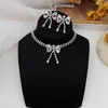 Ketting oorbellen set JX21012 Fashion Butterfly Rhinestones Bridal Jewelry Wedding Party Gift