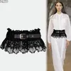 Belts Faleto Fashion Women Lace Belt Spring Autumn Elegant Black White Peplum Wide PU Buckle Ladies Dress Skirts WaistbandBelts