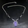 Pendant Necklaces Hermosa Jewelry Natural Purple Charoite AmethysSilver Color Women Ladies Gifts Necklace Chain 46cm 20233386