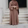 Vêtements ethniques 2 pièces correspondant ensembles musulmans robe hijab plaine Eid Abayas pour femmes Dubaï ouvert Abaya Turquie robes intérieures vêtements islamiques africains 230224