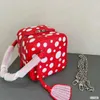 Bolsa de maquiagem de viagem de viagem feminina Bolsas de luxo de designer sacos de m￣o para mulheres casos em grava￧￣o Red e branca Os pontos coloridos da bolsa de dados Bolsa