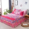 Madrass Pad 3st Bed Sheet Bomullsspets kjol ELASTIC FONTERAD DUBBELSPRUKT