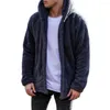 Men's Jackets Casual Men's Clothing Winter Long Sleeve Pockets Fleece Warm Hooded Loose Coat