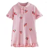 Fille Robes Arrivées 2023 Enfants Filles D'été Princesse Polo Robe Coton Broderie Cerise À Manches Courtes Enfants Vêtements!