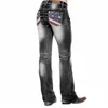 Women's Jeans Woman Femme High Waist Clothes American Flag Stretch Washed Mom Ropa Mujer Vintage Pants Denim Pantalon