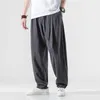 Men's Pants Ceinture élastique pour hommes sarouel décontracté pantalon de sport ample pantalon de Jogging Style Harajuku pour hommes mode couleur unie pantalon Hip Hop Z0225