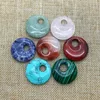 Anhänger Halsketten 14 TEILE/LOS Runde Bunte Steine 30 MM Coco Donut DIY Jewerly Herstellung Gemischt Howlith Sodalith Aventurin Anhänger