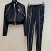 women jackets Two Piece Sets pants designer clothes outerwears luxury brand clothing Double F long sleeves leisure style sportswear with size SMLXL A189138