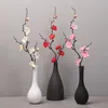 Flores decorativas grinaldas elegantes cereja vermelha flor de seda chinês estilo pequeno inverno plum planta artificial planta decoração de casa