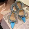 Style HH Bow Tie Sandals Crystal Wrapped Stiletto Evening 9,5 cm Diamond Heart High Heels Designer Wedding Party Dress Shoes Heels Heels Woman Designer