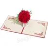 3D Pop Up Rose Greeting Cards Birthday Valentine's Day Congratulation Card Wedding Invitation Thanksgiving Greetings Card BH8337 TQQ