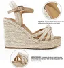 Sandaler Bowknot Wedge Sandaler för kvinnor 2022 Ankel Strappy Söta skor Öppen Toe Platform Womens Sandaler Casual Summer High Heels Z0224