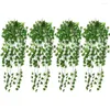 Dekorativa blommor 4st konstgjorda vinstockar hängande simulering grön växt för trädgård bröllop korg dekoration