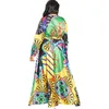 Casual Dresses Vintage African Ethnic Print Dress Women Autumn 2023 Plus Size Slim Bandage Ball Gown Maxi Sexy Long Party