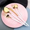 Dinnerware Sets 24Pcs30pcs Wedding Supplies Kitchen Dinnerware Tableware Spoon Fork Knife Set Washing Utensils Cutlery Lunch Of Dishes Complete 230224