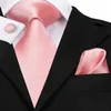 HiTie 100 Soie Classique Hommes Mariage Corail Rose Rouge Pêche Cravate Poche Carré Boutons De Manchette Ensemble Rose Cravates pour Hommes Solide Paisley Cravates J230225