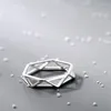 Anéis de casamento modernos hexagon simples para mulheres amantes no engajamento aberto jóias geométricas punk